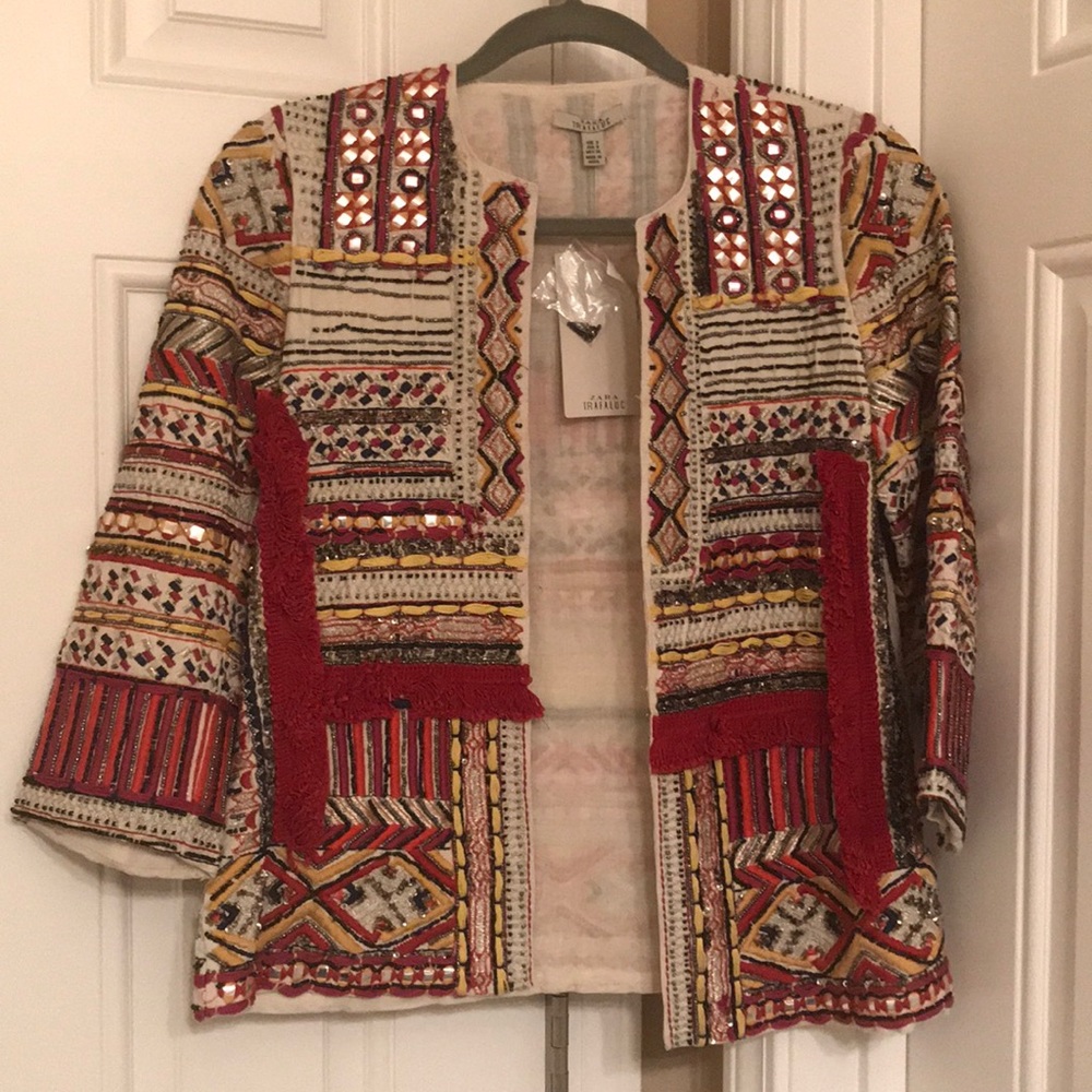 Zara crop embellished jacket.